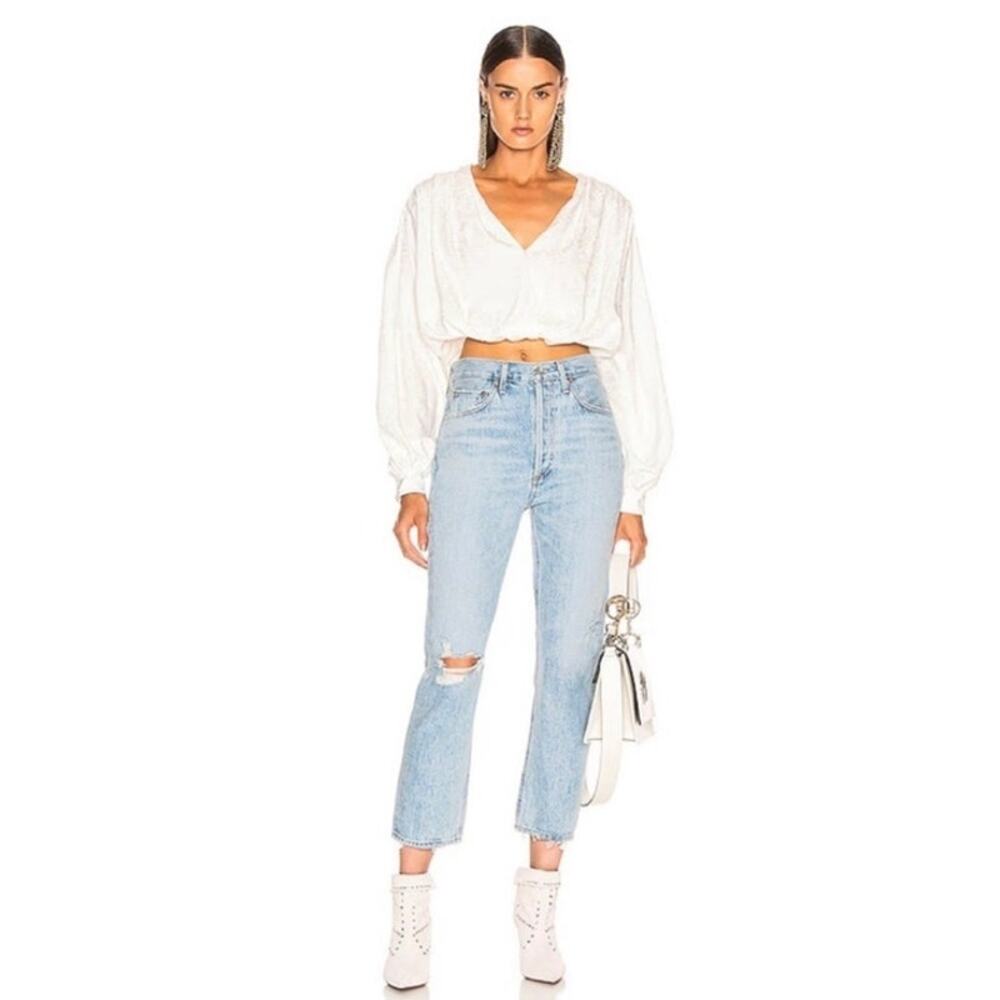 Agolde Riley High Rise Straight Crop Jeans Size 23 - Picture 1 of 7